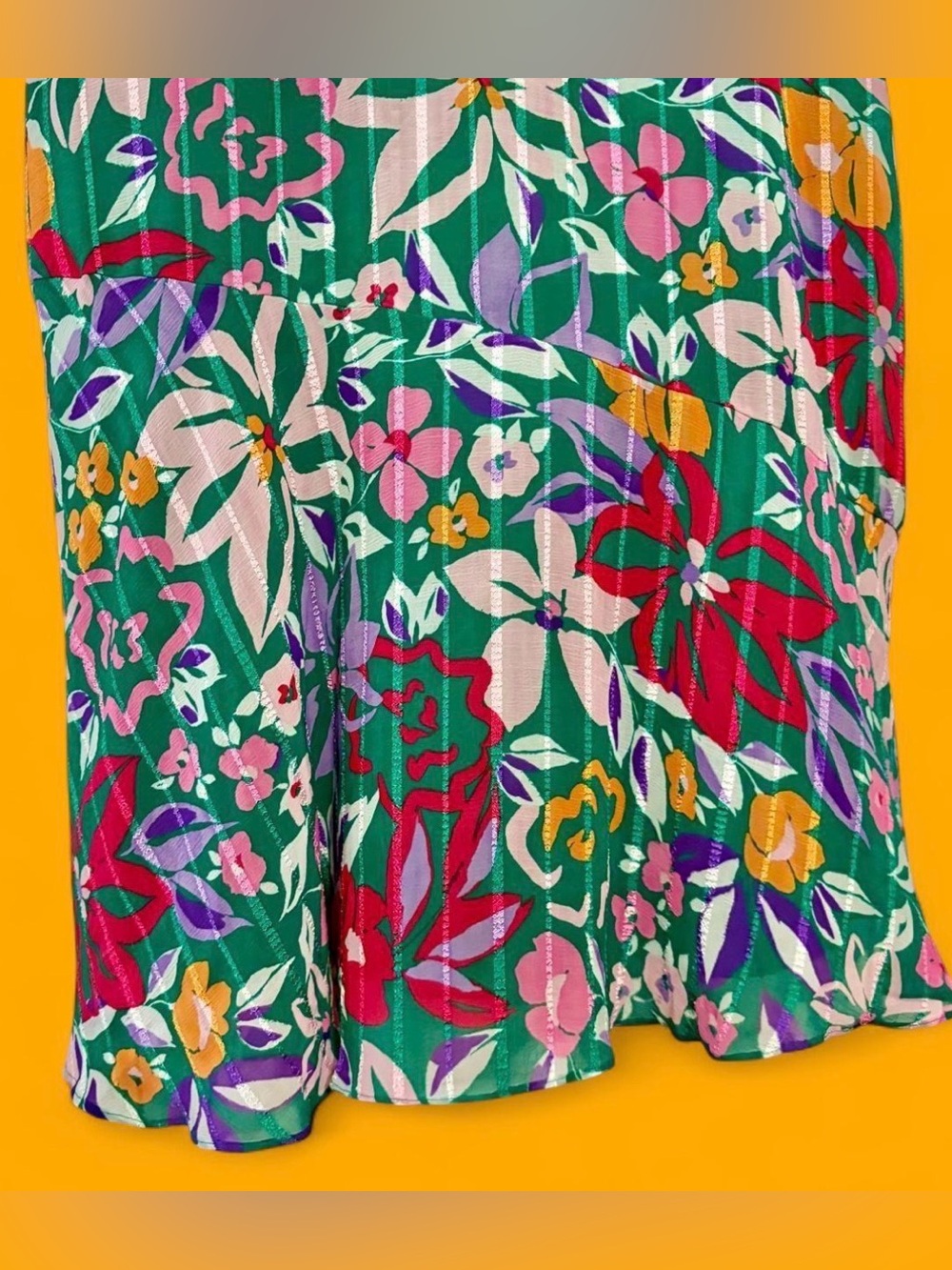 Maggy London Green Floral Tie-Neck Midi Dress - Picture 2 of 8